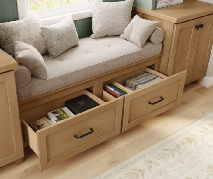Built In Storage Cabinets with Window Seat